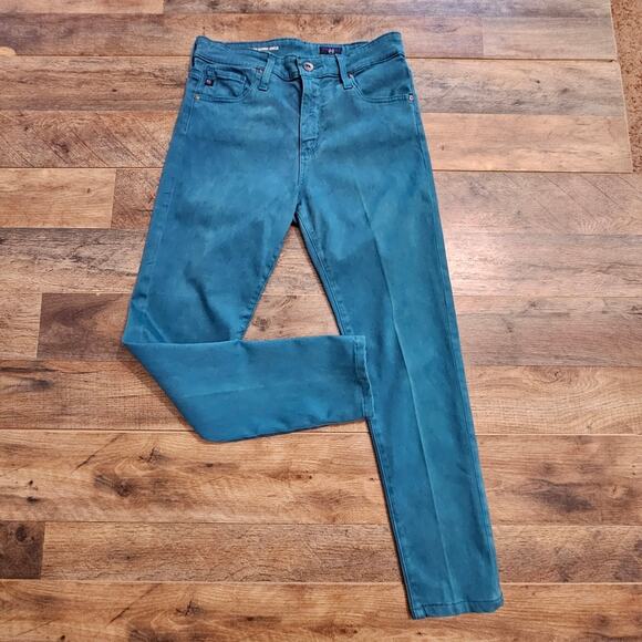 AG Adriano Goldschmied The Farrah Skinny Ankle High Rise Jeans Teal 27R Casual - Picture 2 of 16